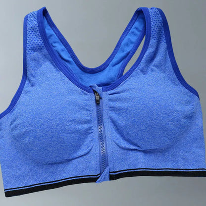 Sujetador deportivo con cremallera frontal para gimnasio, correr, entrenamiento, running