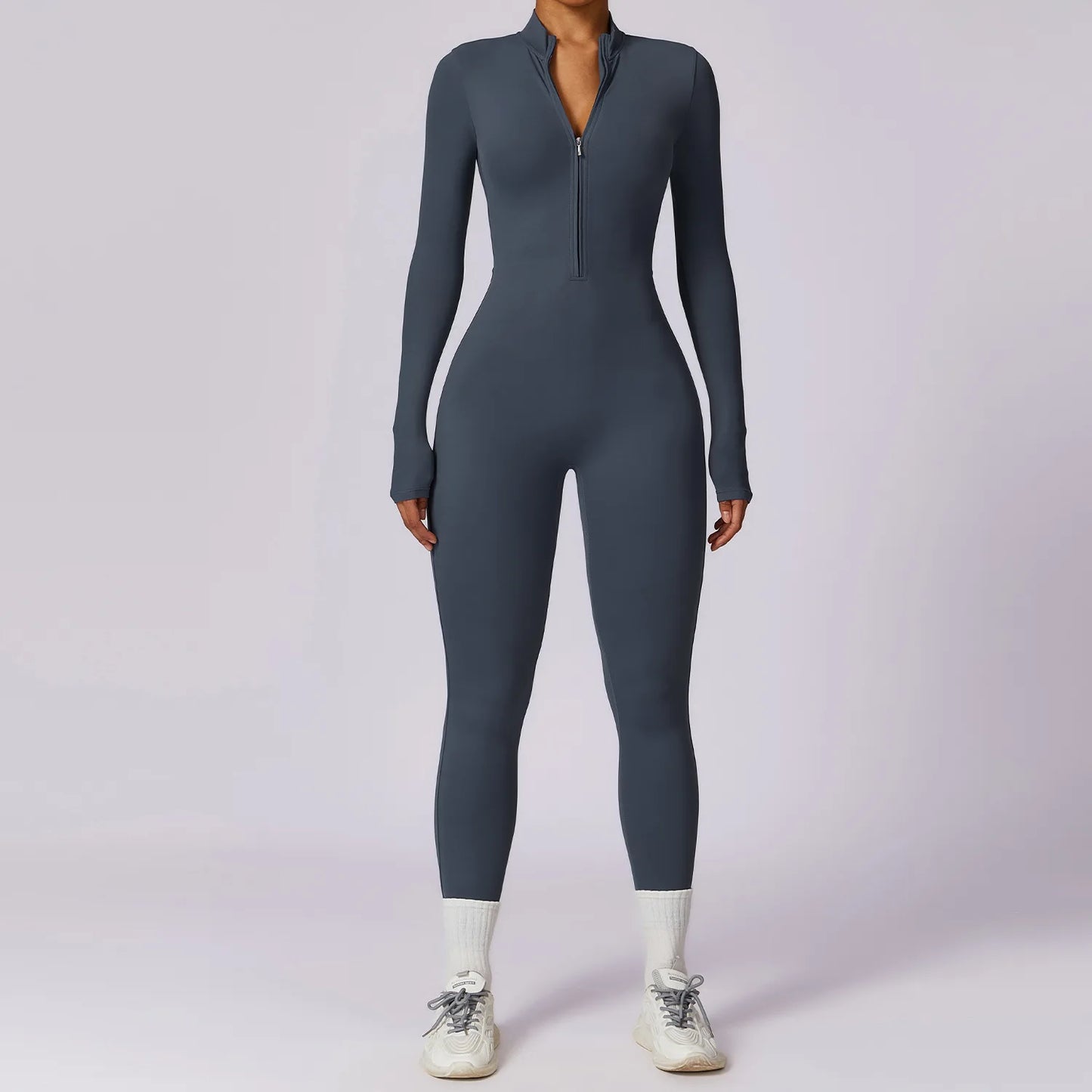Mono deportivo push up con cremallera, elástico de una pieza