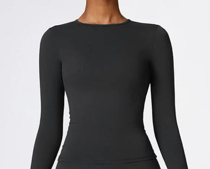 Camiseta deportiva de manga larga NCLAGEN para gimnasio y pilates de alta elasticidad para fitness