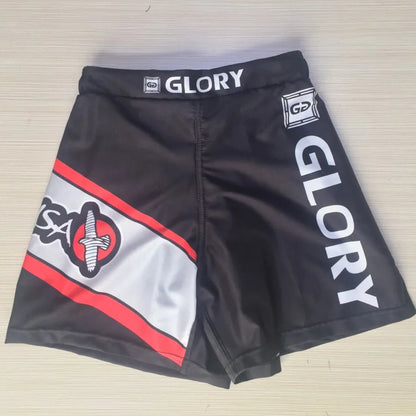Shorts MMA Black Sanda transpirables para entrenamiento físico, Boxeo, Muay Thai