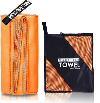 Toalla deportiva de secado rápido, 40 x 80/80 x 160 cm, azul, gris, verde y naranja, ideal para natación, gimnasio, fitness, camping, correr, playa.
