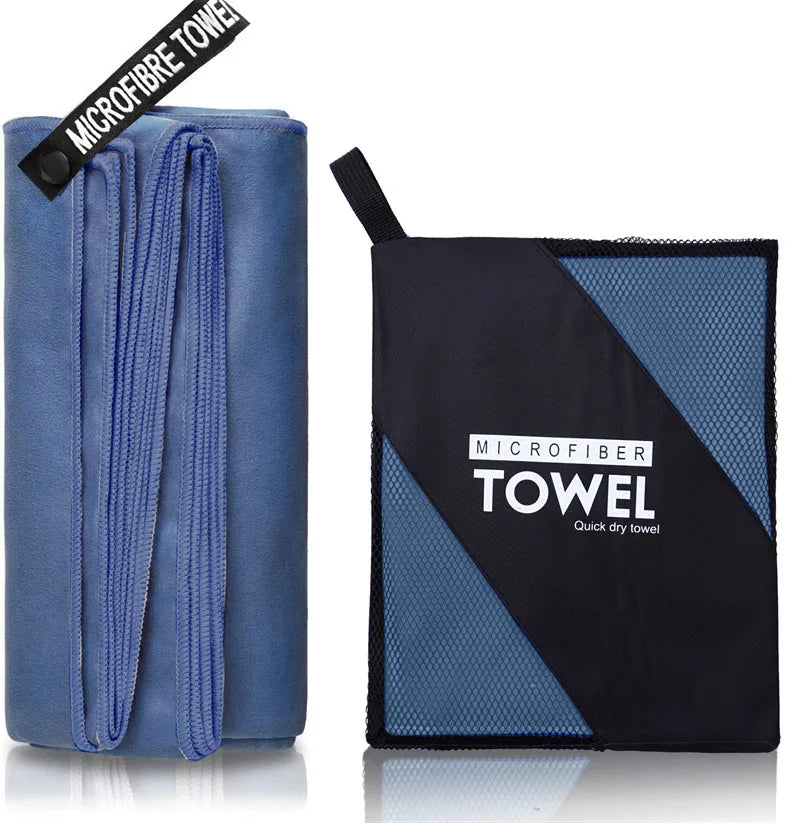 Toalla deportiva de secado rápido, 40 x 80/80 x 160 cm, azul, gris, verde y naranja, ideal para natación, gimnasio, fitness, camping, correr, playa.