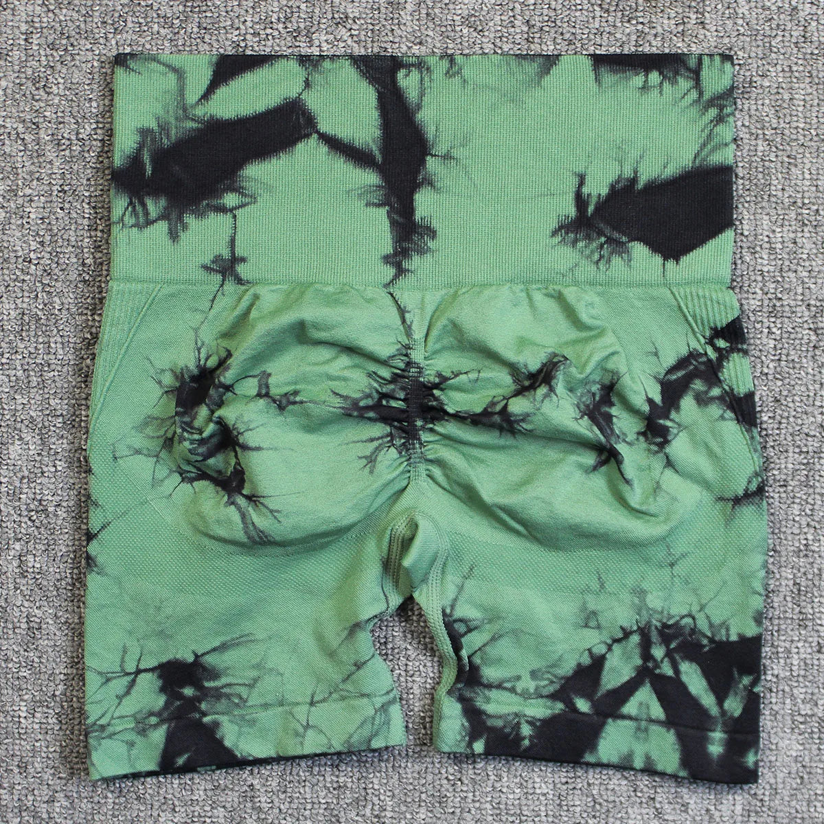 Shorts deportivos sin costuras con efecto tie-dye, push up, control de abdomen