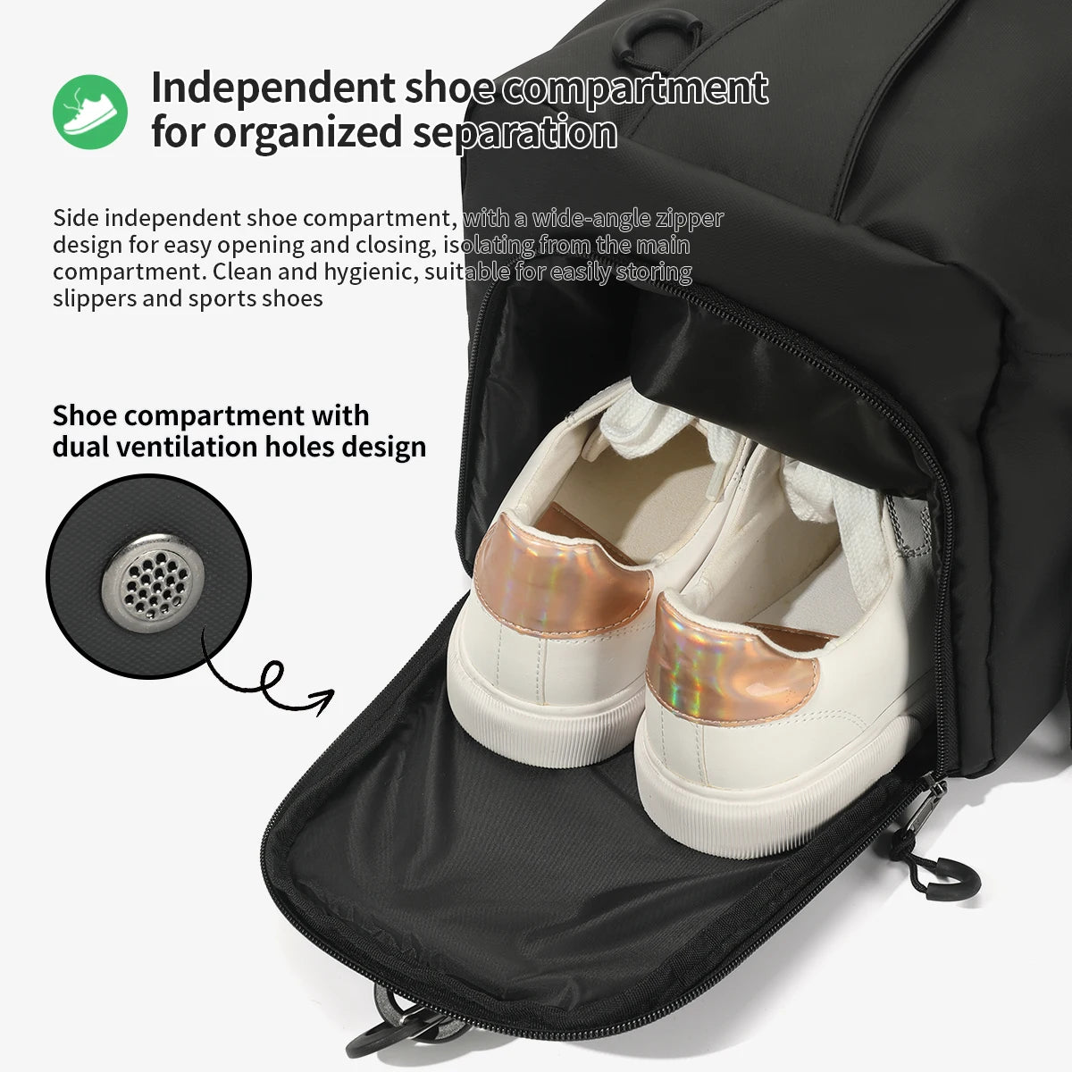 Bolsa deportiva para gimnasio con compartimento para zapatos