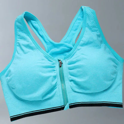 Sujetador deportivo con cremallera frontal para gimnasio, correr, entrenamiento, running
