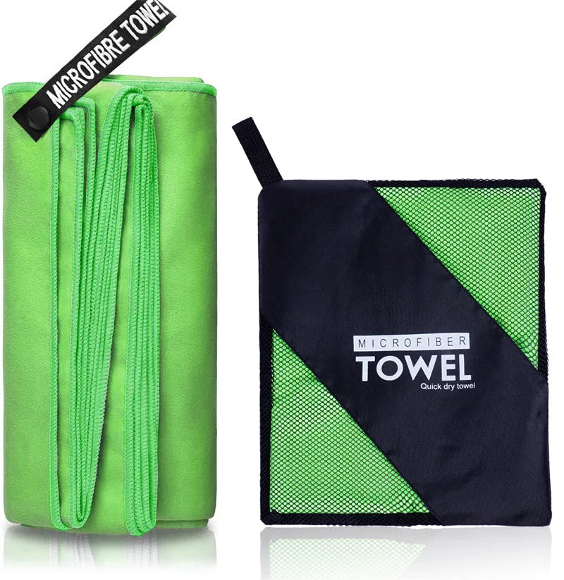 Toalla deportiva de secado rápido, 40 x 80/80 x 160 cm, azul, gris, verde y naranja, ideal para natación, gimnasio, fitness, camping, correr, playa.