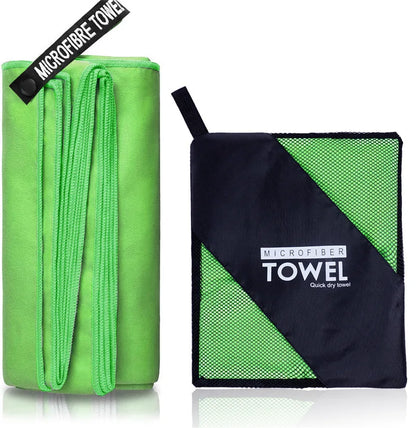 Toalla deportiva de secado rápido, 40 x 80/80 x 160 cm, azul, gris, verde y naranja, ideal para natación, gimnasio, fitness, camping, correr, playa.