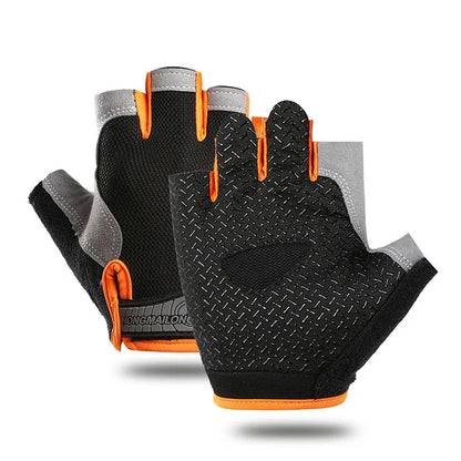 Guantes antideslizantes de medio dedo para hombres y mujeres.
