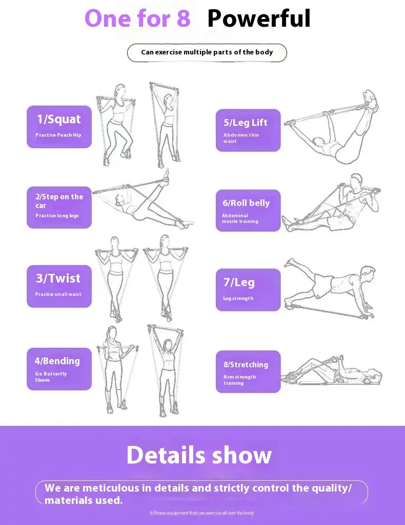 1 Barra multifuncional para fitness, yoga y pilates, ejercicios de elasticidad para el hogar