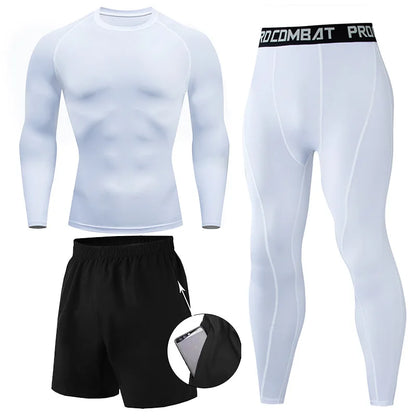 Conjunto de 2 o 3 piezas para boxeo, rashguard, MMA, camiseta de manga larga y manga corta