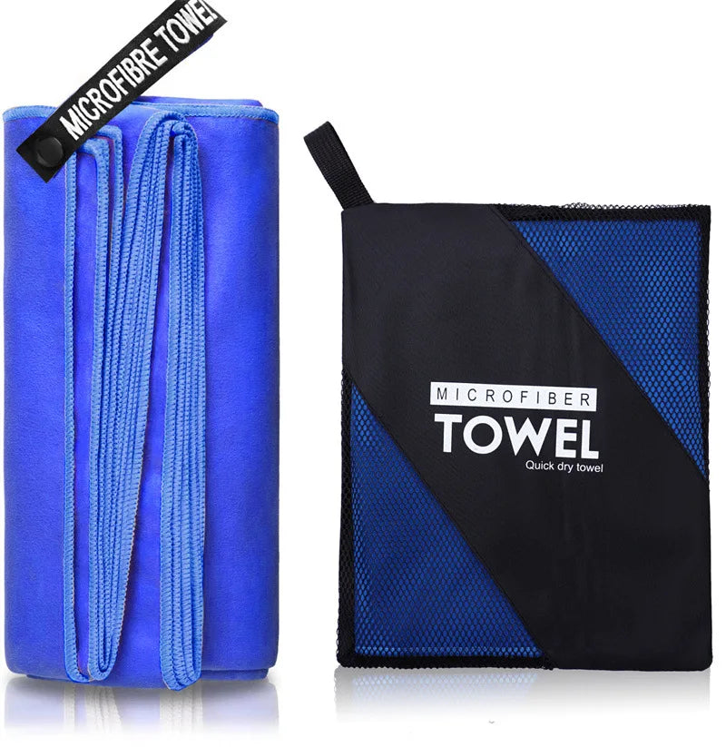 Toalla deportiva de secado rápido, 40 x 80/80 x 160 cm, azul, gris, verde y naranja, ideal para natación, gimnasio, fitness, camping, correr, playa.