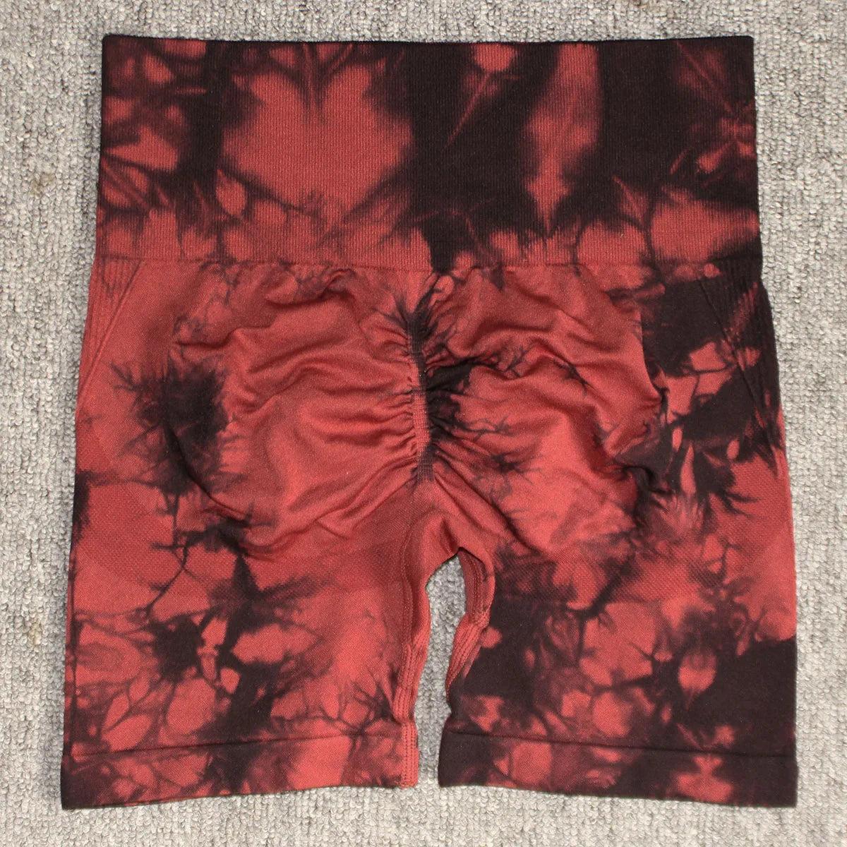Shorts deportivos sin costuras con efecto tie-dye, push up, control de abdomen