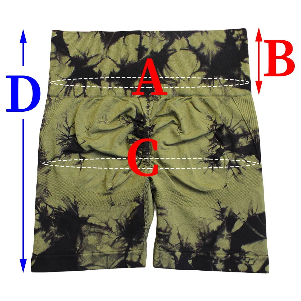 Shorts deportivos sin costuras con efecto tie-dye, push up, control de abdomen