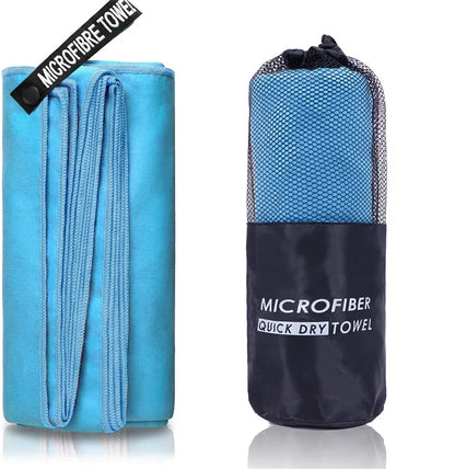Toalla deportiva de secado rápido, 40 x 80/80 x 160 cm, azul, gris, verde y naranja, ideal para natación, gimnasio, fitness, camping, correr, playa.