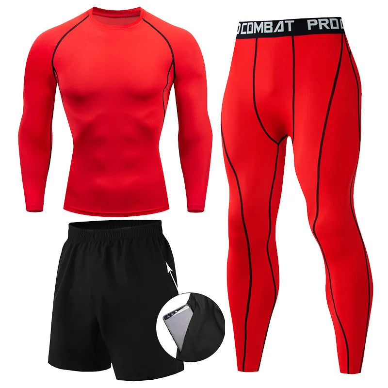 Conjunto de 2 o 3 piezas para boxeo, rashguard, MMA, camiseta de manga larga y manga corta