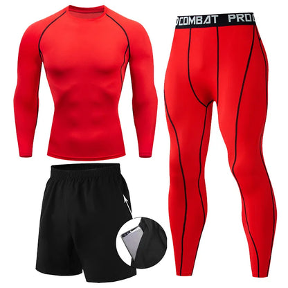 Conjunto de 2 o 3 piezas para boxeo, rashguard, MMA, camiseta de manga larga y manga corta