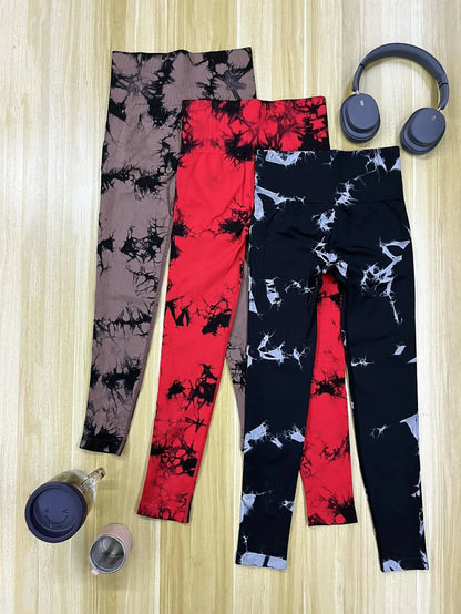 Leggings sin costuras con efecto tie-dye, levantan glúteos