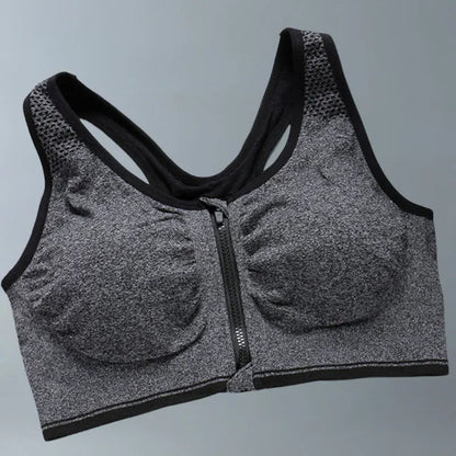 Sujetador deportivo con cremallera frontal para gimnasio, correr, entrenamiento, running
