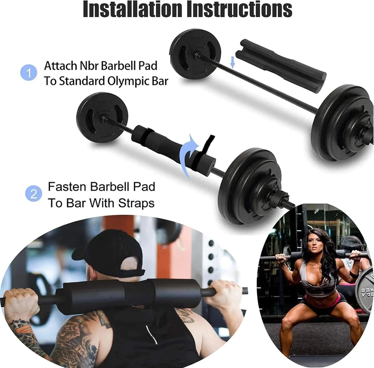 Almohadillas gruesas y antideslizantes para barra, gimnasio, fitness, levantamiento de pesas, sentadillas