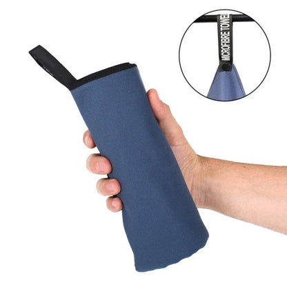 Toalla deportiva de secado rápido, 40 x 80/80 x 160 cm, azul, gris, verde y naranja, ideal para natación, gimnasio, fitness, camping, correr, playa.