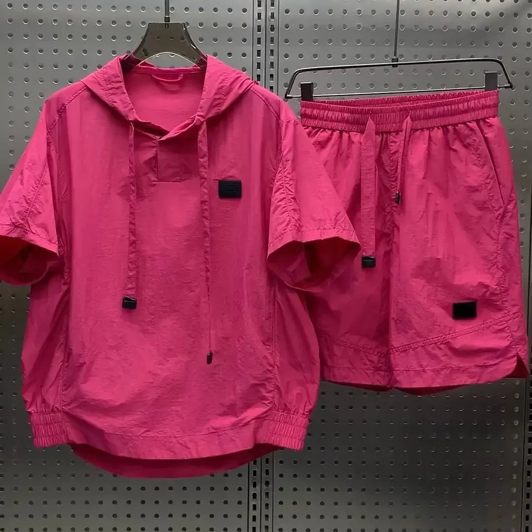 Conjunto de camiseta y shorts holgados, ligeros y transpirables, con bolsillo