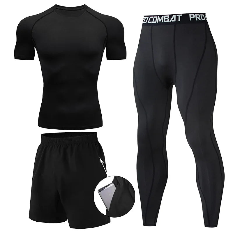 Conjunto de 2 o 3 piezas para boxeo, rashguard, MMA, camiseta de manga larga y manga corta