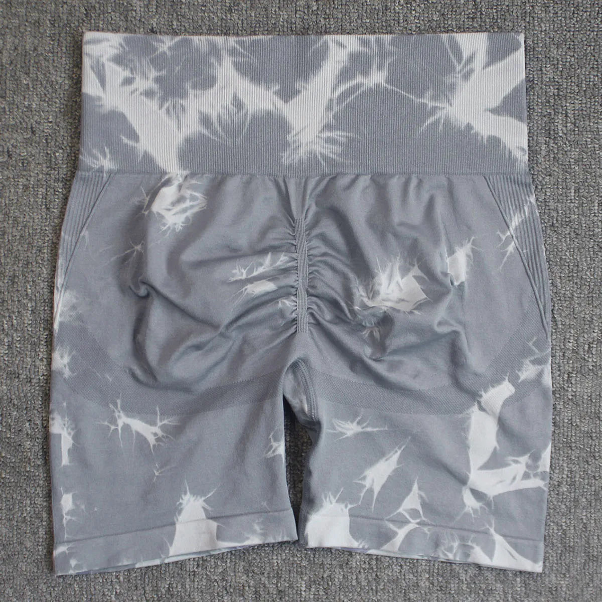 Shorts deportivos sin costuras con efecto tie-dye, push up, control de abdomen