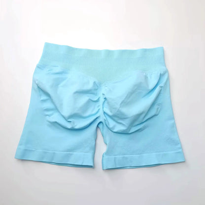 Shorts deportivos NCLAGEN de tiro bajo sin costuras, para gimnasio, correr, levanta glúteos