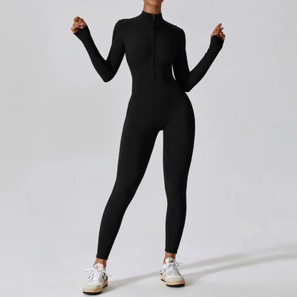 Mono deportivo push up con cremallera, elástico de una pieza