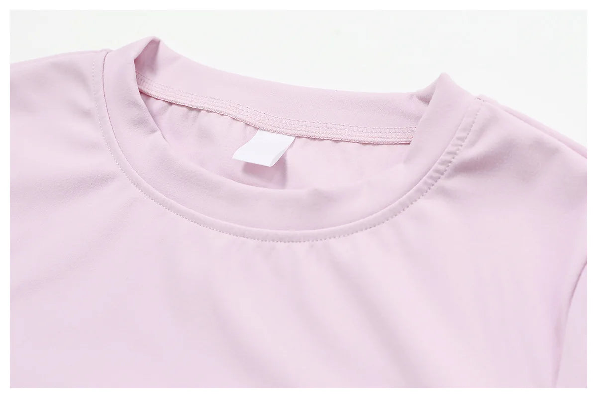 Camiseta deportiva HGC de verano, manga corta, cuello redondo, transpirable, elástica, para gimnasio, yoga, etc.