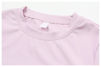 Camiseta deportiva HGC de verano, manga corta, cuello redondo, transpirable, elástica, para gimnasio, yoga, etc.