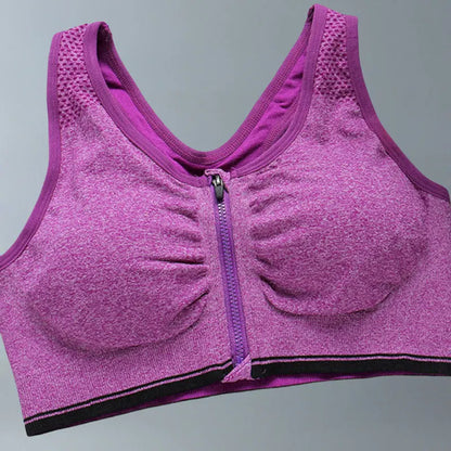 Sujetador deportivo con cremallera frontal para gimnasio, correr, entrenamiento, running