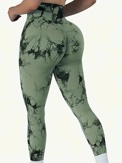 Leggings sin costuras con efecto tie-dye, levantan glúteos