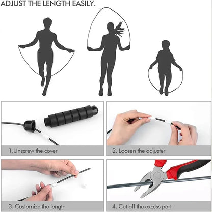 Cuerda para saltar con rodamientos de bolas, ajustable, con asas de espuma para entrenamientos en casa