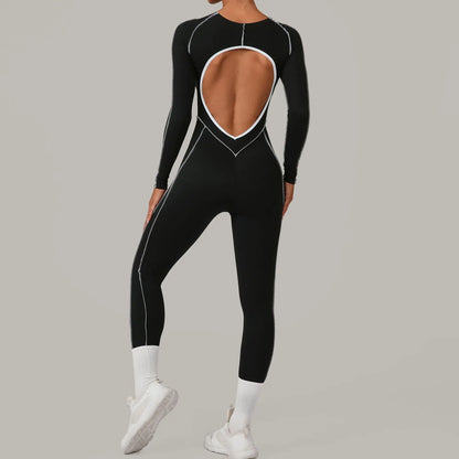 Mono de yoga sin costuras, pants, con línea de realce de cadera, sin espalda