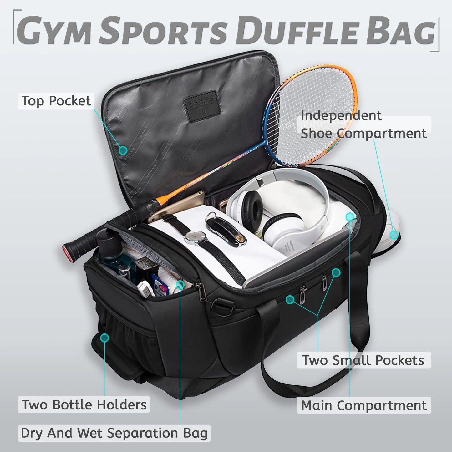 Waterproof Sports Briefcase with compartment for wet and dry clothes