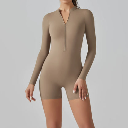 Conjunto fitness con cremallera manga larga