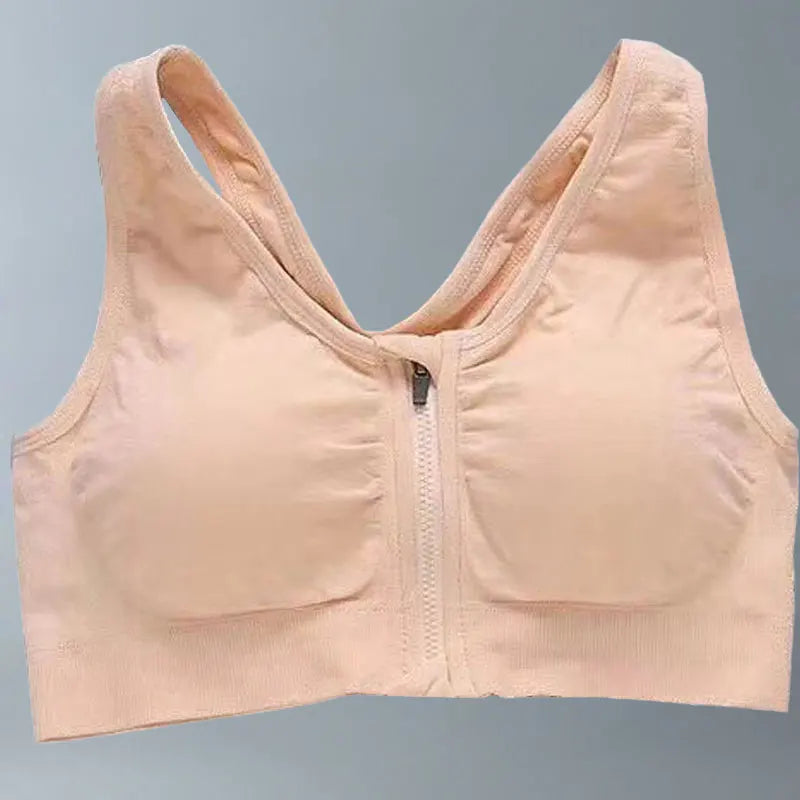 Sujetador deportivo con cremallera frontal para gimnasio, correr, entrenamiento, running