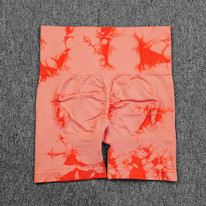 Shorts deportivos sin costuras con efecto tie-dye, push up, control de abdomen