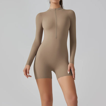 Conjunto fitness con cremallera manga larga