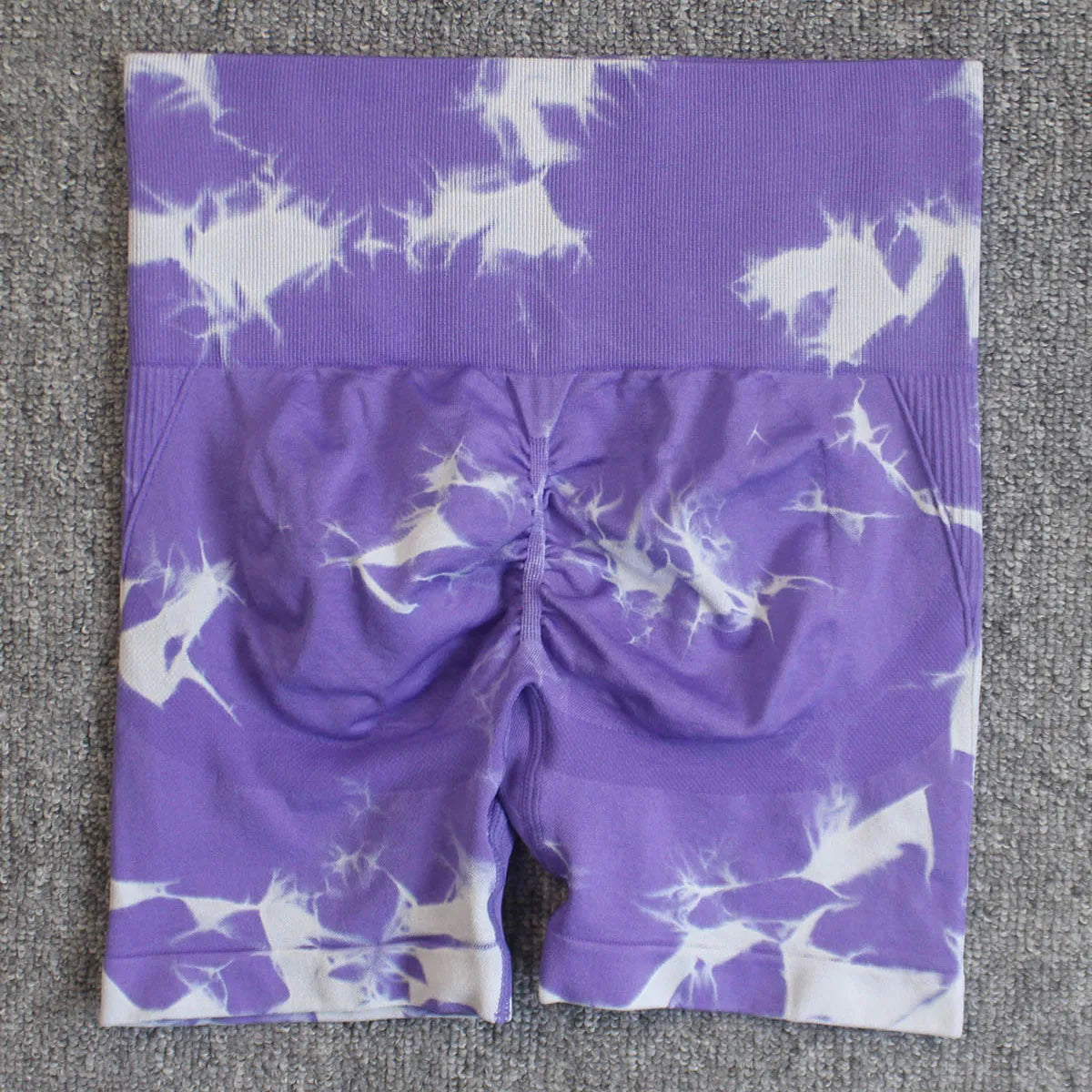 Shorts deportivos sin costuras con efecto tie-dye, push up, control de abdomen