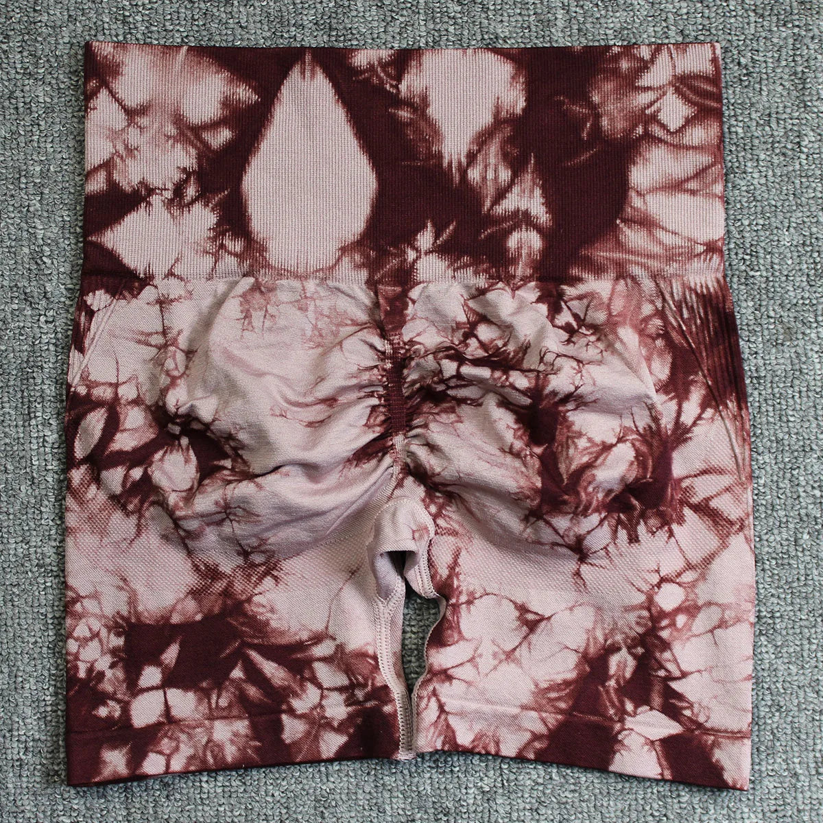 Shorts deportivos sin costuras con efecto tie-dye, push up, control de abdomen