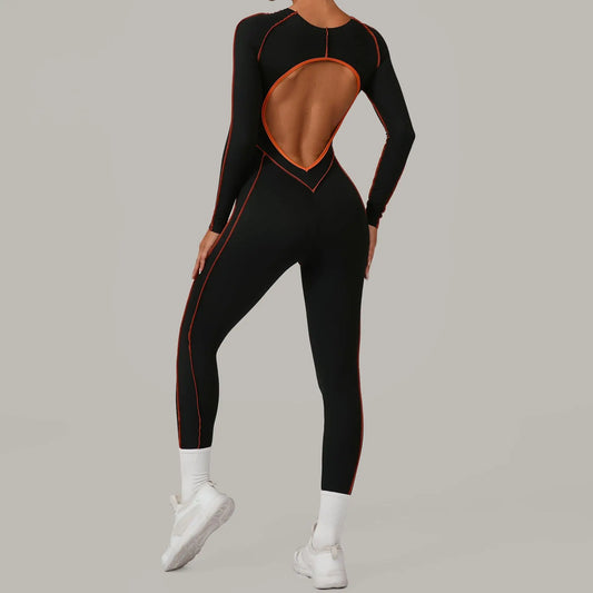 Mono de yoga sin costuras, pants, con línea de realce de cadera, sin espalda
