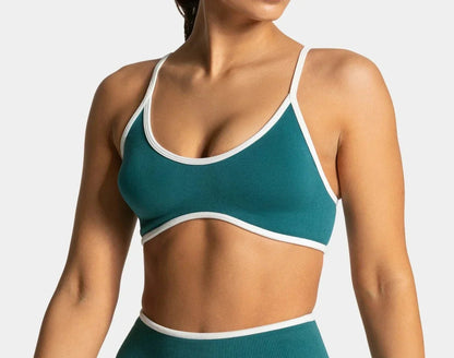 Sujetador deportivo de verano de color liso, sexy, sin espalda, de punto con tirantes