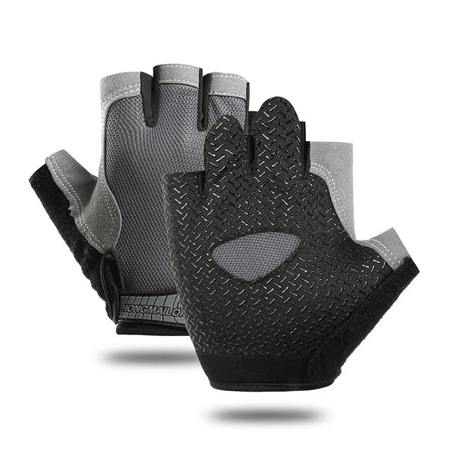 Guantes antideslizantes de medio dedo para hombres y mujeres.